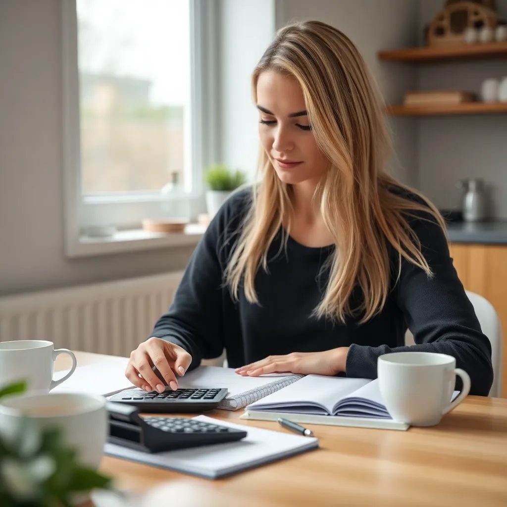 Persoon die budgetplan maakt aan keukentafel
